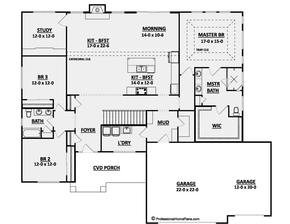 The Lakeside main level floor plan
